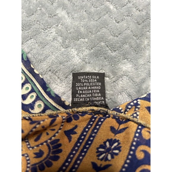 India Town Vintage Silk Blend Kimono Cardigan Paisley Boho Blue Yellow OS - Picture 3 of 4